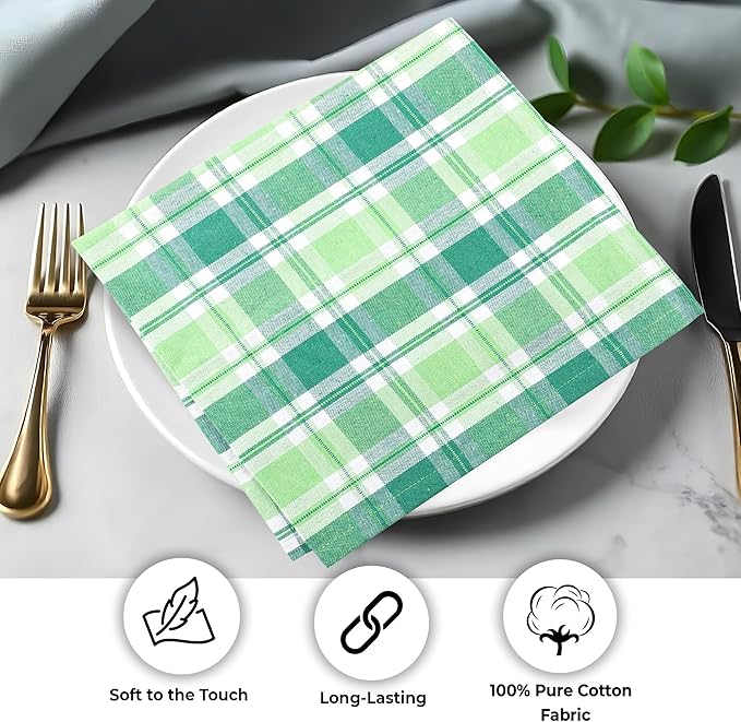 Urban Villa Cloth Napkins Set of 12 20x20 Inches 100% Cotton Napkins Cloth Washable Soft Durable Reusable Absorbent Table Dinner Napkins Cloth for Hotel Lunch Restaurant Weddings Parties- St Patrick
