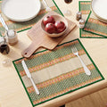 Encasa XO Woven Green Placemats Set of 4 – 12" x 17" | Handwoven Madurkathi Grass Table mats for Dining Table, Kitchen & Outdoor Decor | Durable & Heat‑Resistant