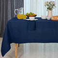 D'Moksha Homes Linen Tablecloth 60 x 120 Inch - 100% Pure Linen Navy Blue Table Cloth for Rectangle Tables - Machine Washable Cloth Tablecloth for Easter