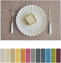 Softalker Faux Linen Placemats Set of 4-12 x 18 Inch, Heat Resistant Double Layered Durable Burlap Farmhouse Place Mats, Non-Slip Washable Rustic Table Mats for Dining, Kitchen, Party,Natural Linen