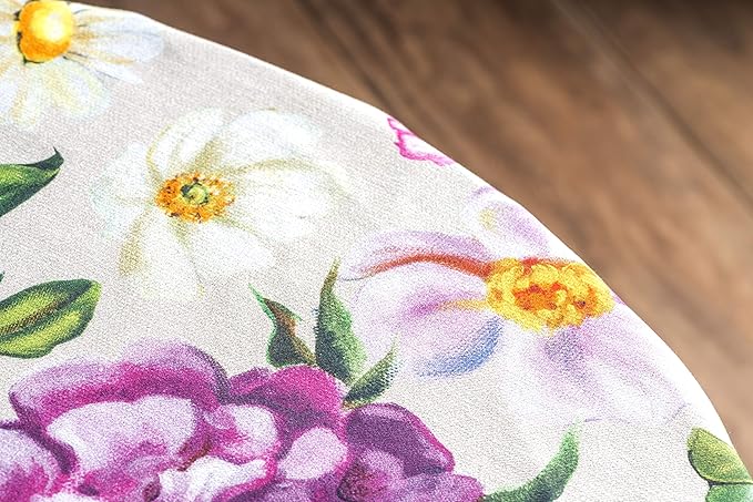 Maison d' Hermine Table Cloth Round Table 100% Cotton 63 Round Inches Tablecloth Reusable Decorative for Dining Room Farmhouse Home Valentines Day Decorations Spring Summer - Pivoine