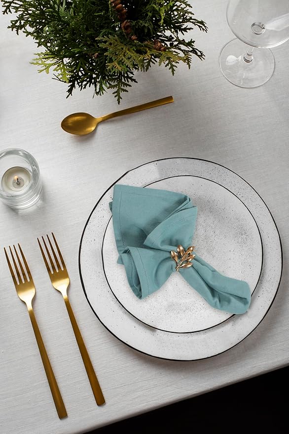 ACCENTHOME Accent Home 100% Cotton Napkins, Delicate Cloth Napkins for Dinners, Parties and Weddings，18 x 18 Inch Set of 12 - Blue