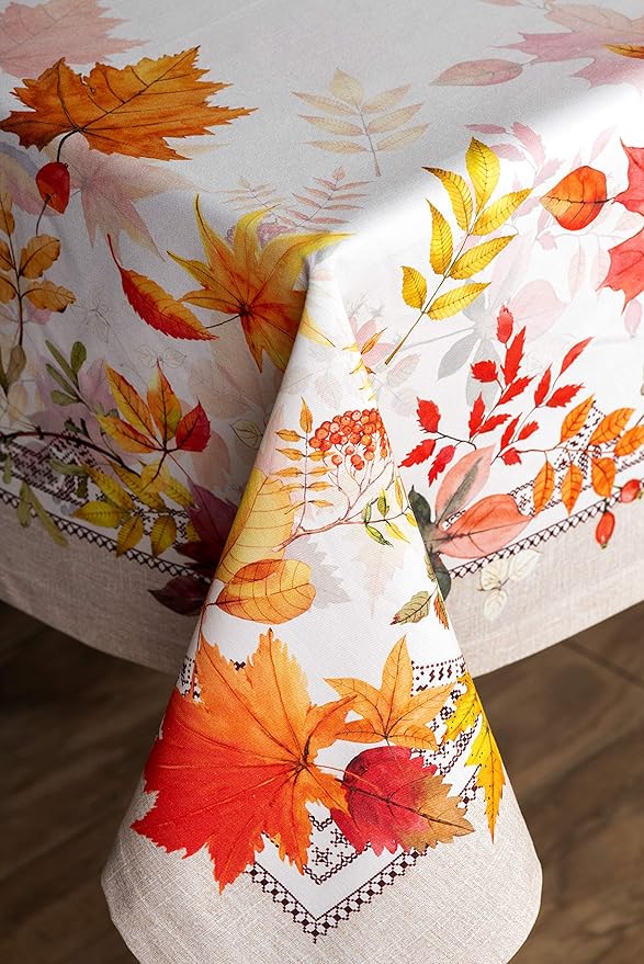 Maison d' Hermine Table Cloth Rectangle Table 100% Cotton 54 x 72 Inches Fall Tablecloth Reusable Everyday Use for Thanksgiving Christmas Decorations Dining Farmhouse Party (Amarante)