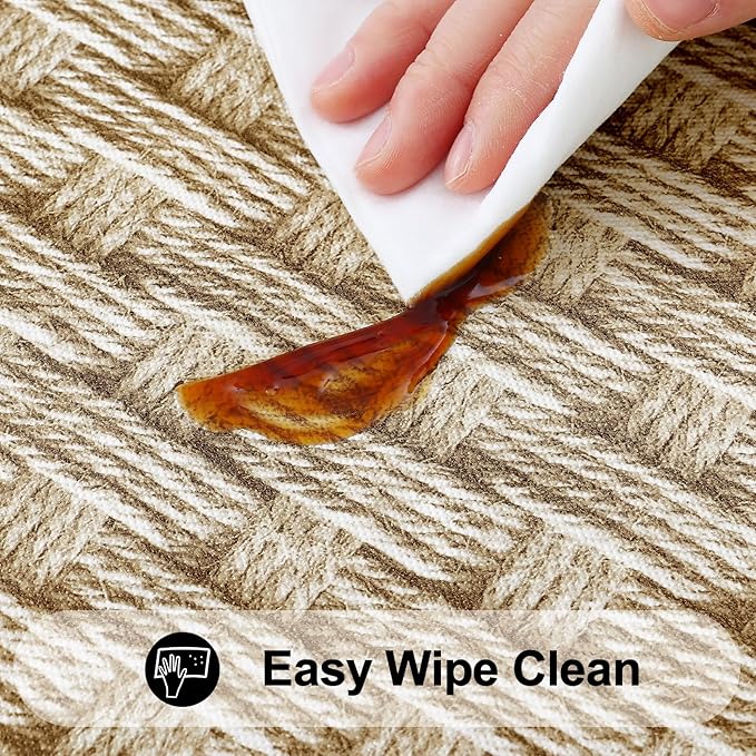 Smiry Rectangle Table Cloth Cover, Waterproof Elastic Fitted Picnic Tablecloth for 8 Foot Tables, Wipeable Flannel Backed Vinyl Tablecloths for Camping, Dining, Outdoor (Sand, 30" x 96")
