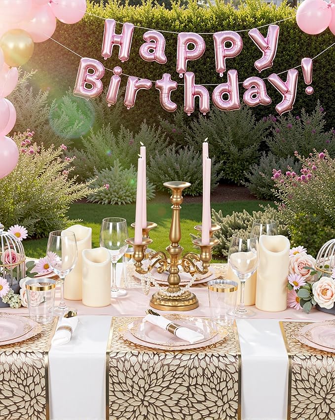 Nervure 100PCS Pink and Gold Plastic Plates - 7.5 inch Pink Plastic Plates with Gold Rim - Disposable Dessert Plate for Wedding & Party