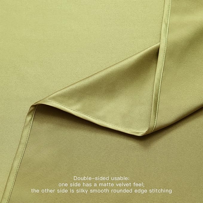 BALCONY & FALCON Rectangle Tablecloth Waterproof Table Cover Fuzzy Linen and Satin Double-Sided Usable Table Cloth for Dining, Kitchen, Cafe, Parties and Outdoor Use (Olive 55x70)