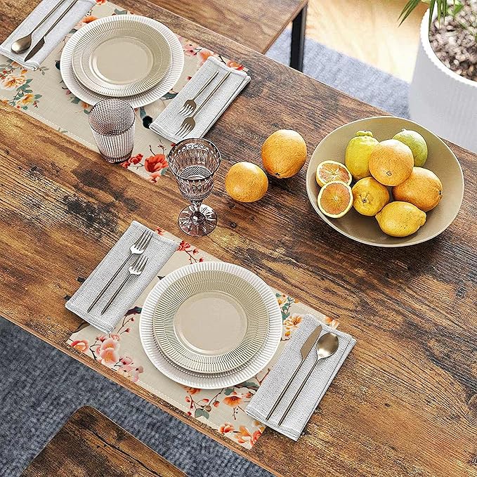 Vintage Bird Painting Placemats Set of 6, Linen Washable for Christmas, Thanksgiving, Party, and Daily Dining, Decorative Table Mats for 4-6 Person Table