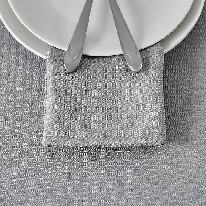 maxmill Cloth Napkins Weaved Texture Pattern Soft Comfortable and Luxury Serviette for Restaurant Family Dinners Weddings Parties and Banquets Set of 4 Pieces, 20 x 20 Inch Light Grey