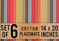Urban Villa Placemats for Dining Table 100% CottonPlacemats 14''x20'' Over Sized Tablemats Set of 6 Placemats Multicolor Cuisine Stripes Tablemats for Family Dinners Wedding PartiesPlacemats