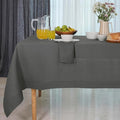 D'Moksha Homes Linen Tablecloth for Rectangle Tables 60 x 144 Inch - 100% Pure Linen Charcoal Grey Table Cloth - Machine Washable Cloth Tablecloth for Spring, Easter