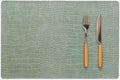 Jovono Faux Leather Placemats Set of 4, Waterproof Heat Resistant Dinner Place Mats for Dining Table, Non-Slip Crocodile Embossed, Green (17.8x11.8 Inch)