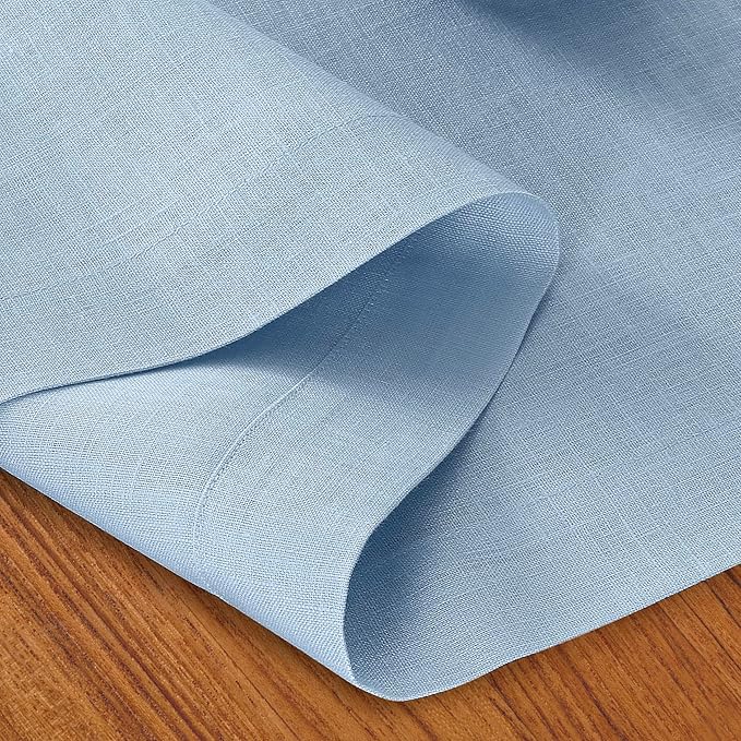 D'Moksha Homes Linen Powder Blue Table Runner 84 Inches Long - 100% Pure Linen 14 x 84 Inch Table Runner for Dining, Spring, Easter - Machine Washable
