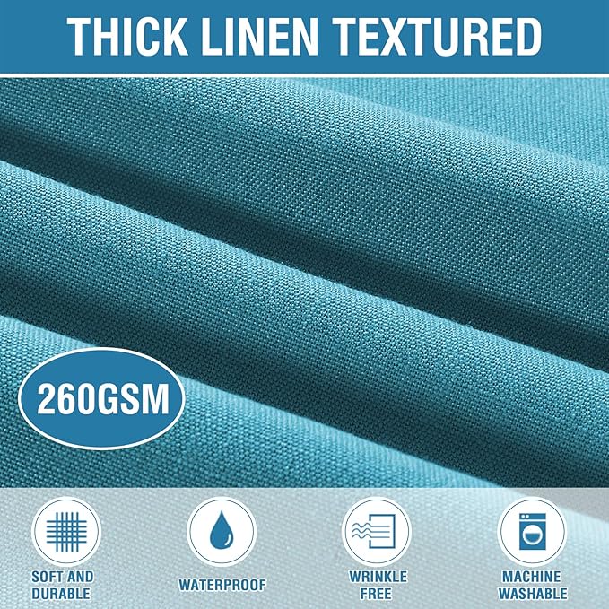 H.VERSAILTEX Linen Textured Table Cloths 60 x 104 Inch Premium Solid Tablecloth Spill-Proof Waterproof Table Cover for Dining Buffet Feature Extra Soft and Thick Fabric Wrinkle Free, Teal