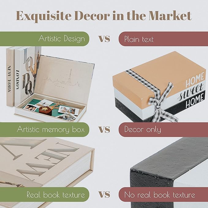 Decorative Books for Home Decor - Set of 3 Book Decor (London/Paris/New York), Coffee Table Decor, Fake Books for Decoration, Home Decor Aesthetic, Book Shelf Decor
