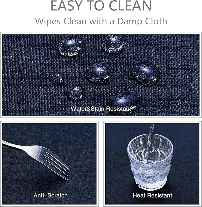 Rectangle Tablecloth Waterproof 52x70 inch Linen Textured Table Cloth Stain and Wrinkle Resistant Washable, Decorative Fabric Table Cover for Dining, Party and Camping, Navy Blue