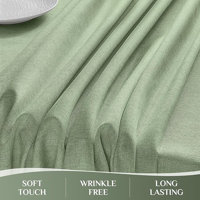 Softalker Sage Green Outdoor Tablecloth 84x60 Inch Rectangle Spring Table cloths Linen Textured Stain and Wrinkle Resistant Decorative Dining Table Cover for Easter Summer, Tea Party, Birthday, Coffee