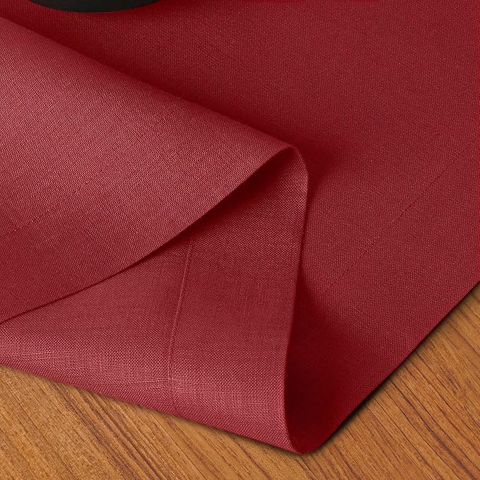 D'Moksha Homes Linen Red Table Runner 108 Inches Long - 100% Pure Linen Dining Table Runner 14 x 108 Inch for Valentines, Spring - Machine Washable