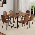 Dinner Table Set for 6, Modern 55'' Wood Dining Table with Fabric Dining Chairs Set of 6,Dining Room Sets for 6,Ideal for Kitchen Dining Room