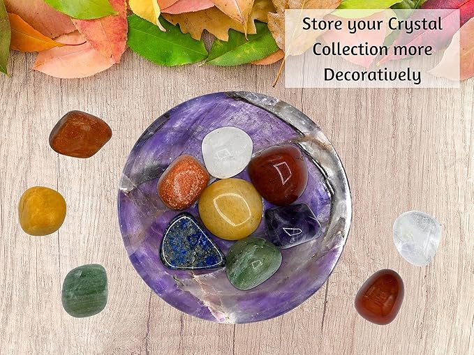 Amethyst Crystal Bowl - 2 Inch Decorative Bowls for Room and Home Decor - Gemstone Healing Crystals for Elegant Display, Positive Energy Balance and Gift