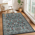 GarveeHome 4x6 Washable Area Rug for Living Room, Floral Large Entryway Kitchen Rug Non Slip, Ultra Soft Stain Resistance Carpet for Bedroom Laundry Room, Black