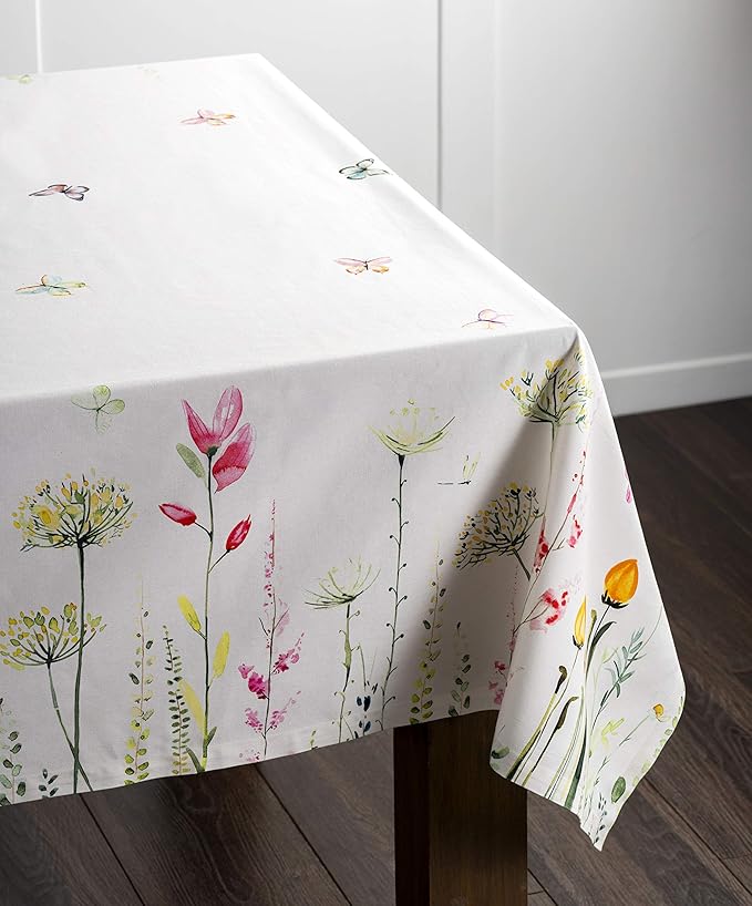 Maison d' Hermine Table Cloth Square Table 100% Cotton 60 x 60 Inches Tablecloth Reusable Decorative for Dining Room Farmhouse Home Valentines Day Decorations Spring Summer - Botanical Fresh