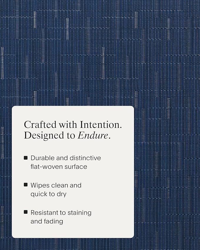 Chilewich Bamboo Placemats Set of 4 - Woven Rectangle Placemats - Reusable, Stain-Resistant, Indoor/Outdoor Tabletop Protection - 19" x 14" - Lapis