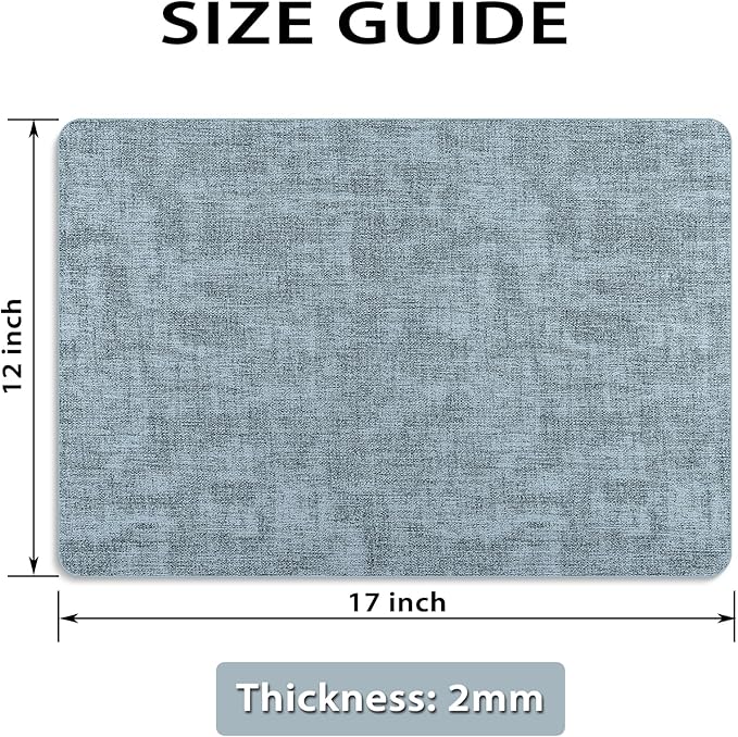 Placemats Set of 8 Washable, Heat Resistant Table Placemats Wipeable Faux Leather Place Mats Non Slip, Waterproof Square Table Mats for Indoor Outdoor, Light Blue
