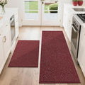 COSY HOMEER Kitchen Rugs Non Slip Washable 24"x36"+24"x60" Absorbent Kitchen Mats for Floor Stain Resistant Kitchen Runner Rug Sets of 2 Kitchen Floor Mats for Sink,Red