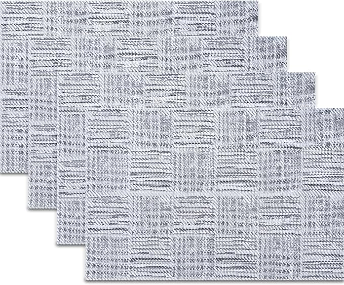 Placemats Set of 4 Plastic Vinyl Place Mats for Dinner Table, No-Slip Wipeable Table Mats Daily Use Patio Kitchen Decoration (18"x12", Grey)