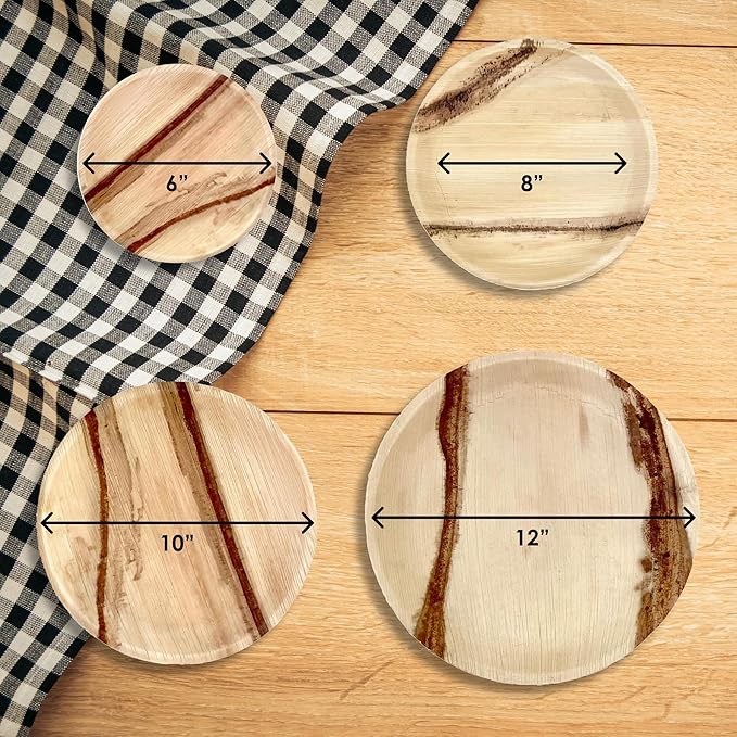 NEATtable Palm Leaf Plates | Disposable & Compostable | Eco Friendly & 100% Natural | Great for Outdoor Events, Wedding, Party, Barbecues | 10-inch Round Plate, Pack of 25