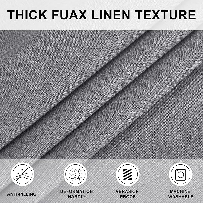 Hiasan Round Linen Tablecloth 80 Inch - Wrinkle and Stain Resistant Washable Polyester Fabric Table Cloth for Dining Room Kitchen Party, Grey
