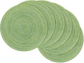 SHACOS Round Placemats Set of 6 for Dining Tables 15 inch Cotton Braided Placemats Washable Reversible for Kitchen Holiday Party (Mixed Color Pea Green, 6)