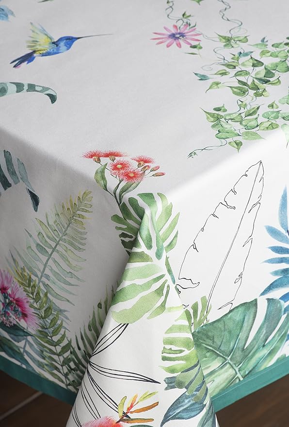 Maison d' Hermine Table Cloth Rectangle Table 100% Cotton 60 x 120 Inches Tablecloth Reusable Decorative for Dining Room Farmhouse Home Valentines Day Decorations Spring Summer - Tropiques