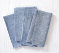 Solino Home Linen Cloth Napkins Set of 4-100% Pure Linen Chambray Indigo Dinner Napkins 20 x 20 Inch - Athena, Handcrafted and Machine Washable - Winter, Spring, Easter