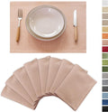 Demetex Pink Placemats Set of 8 Heat Resistant Cloth Place Mats Rectangle Linen Table Placemat for Party Anniversary Wedding, 13x19 inch, Pink