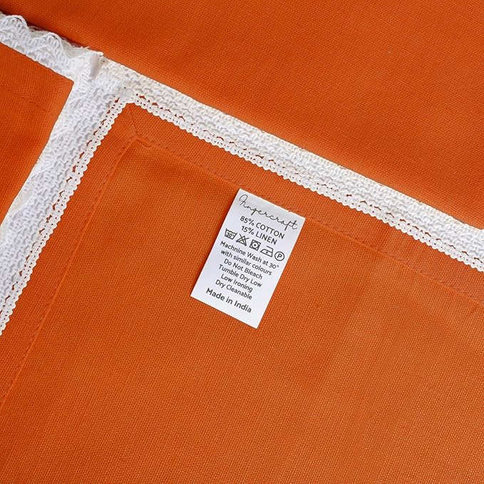 FINGERCRAFT Dinner Cloth Napkin Cotton Linen Blend 4 Pack Mitered Corners with Elegant Lace for Everyday Use Napkins are Pre Shrunk and Good Absorbency Rust