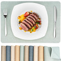 Heat Resistant Placemats Set of 6, 17x12in Waterproof Wipeable Faux Leather Non Slip Table Mats, Easy to Clean, Stain Resistant, for Kitchen Dining Room– Sage Green