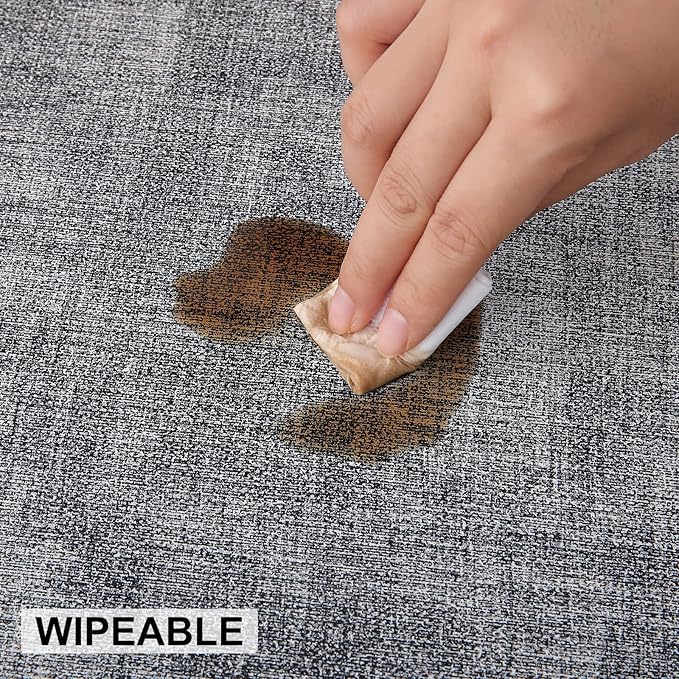 homing Faux Leather Heat Resistant Placemats 4 Packs, Waterproof Wipeable Dining PU Place Mats for Indoor & Outdoor, Easy to Clean, Smokey Grey