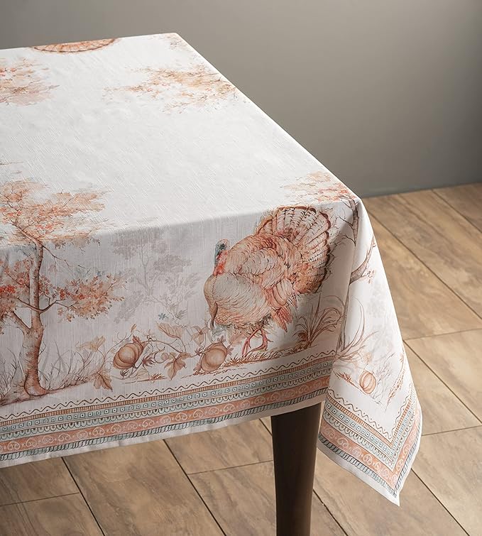 Maison d' Hermine Table Cloth Rectangle Table 100% Cotton 70 x 90 Inches Fall Tablecloth Reusable Everyday Use for Thanksgiving Christmas Decorations Dining Farmhouse Party (Giving Thanks)