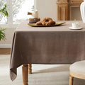 Linen Tablecloth for Rectangle Table, 60x120 Inch Cocoa Brown, Farmhouse Style Brown Tablecloth, Water Resistant Burlap Tablecloths for Dining Table Farmhouse Kitchen