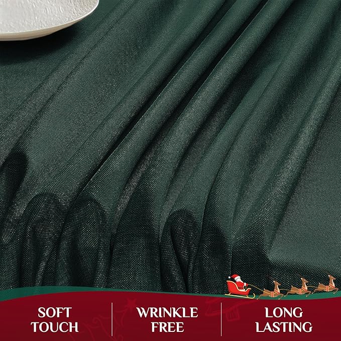 Softalker Large Rectangular Table Cloth Green 120x60 inch Linen Textured Tablecloth Waterproof, Stain and Wrinkle Resistant, Extra Lang Table Cloth for 6/8 Foot Rectangle Tables Decor Christmas
