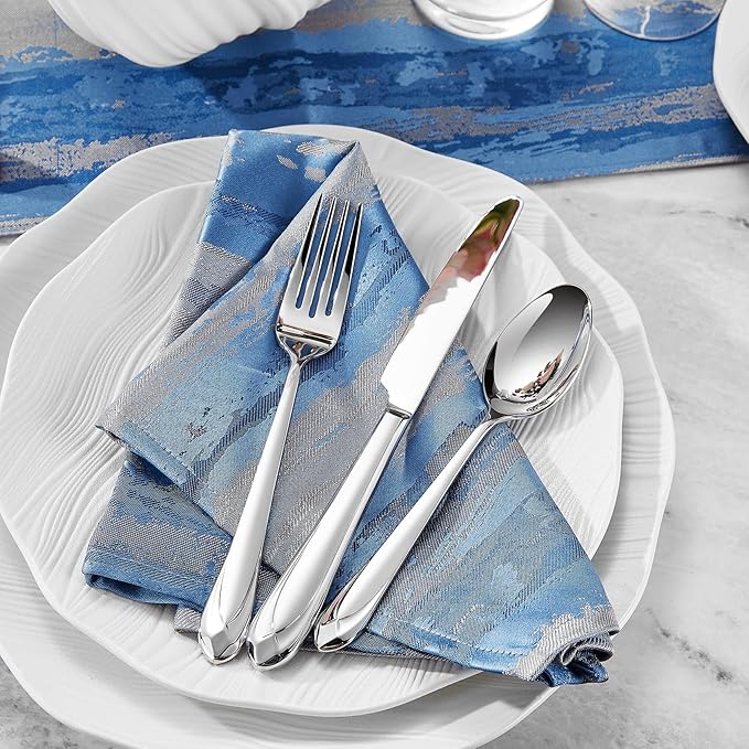 KEAWELL Premium Astra Flatware Set, 20-Piece Service for 4 Mirror-Finished 18/10 Stainless Steel Silverware, Modern Cutlery Dishwasher Safe for Meals and Gatherings (20, Silver)