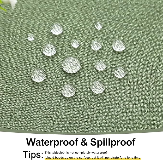 Smiry Rectangle Table Cloth Linen Textured, Waterproof Spillproof Anti-Wrinkle Burlap Tablecloth, Washable Decorative Fabric Table Cover for Dining, Party, Banquet, 60 x 120 Inch, Sage Green