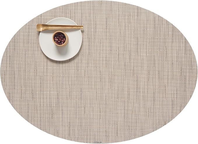 Chilewich Bamboo Placemats Set of 4 - Woven Oval Placemats - Reusable, Stain-Resistant, Indoor/Outdoor Tabletop Protection - 19" x 14" - Oat