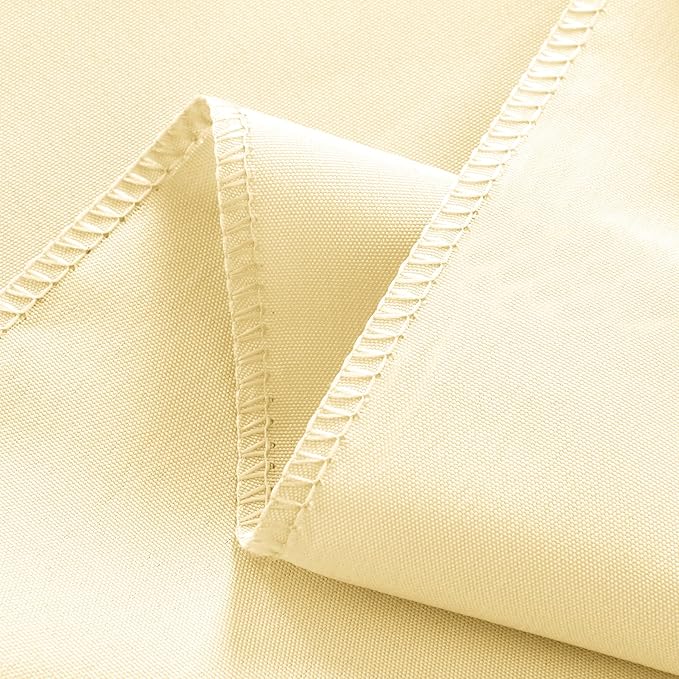 2-Pack Round 90-inch Beige Table Cloths, Solid Stain and Wrinkle Resistant Circular Tablecloth, Premium Plain Weave Polyester Fabric Table Linen Covers for Hotel, Banquet