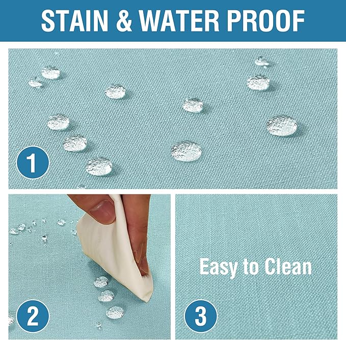 H.VERSAILTEX Linen Textured Table Cloths 60 x 104 Inch Premium Solid Tablecloth Spill-Proof Waterproof Table Cover for Dining Buffet Feature Extra Soft and Thick Fabric Wrinkle Free, Aqua