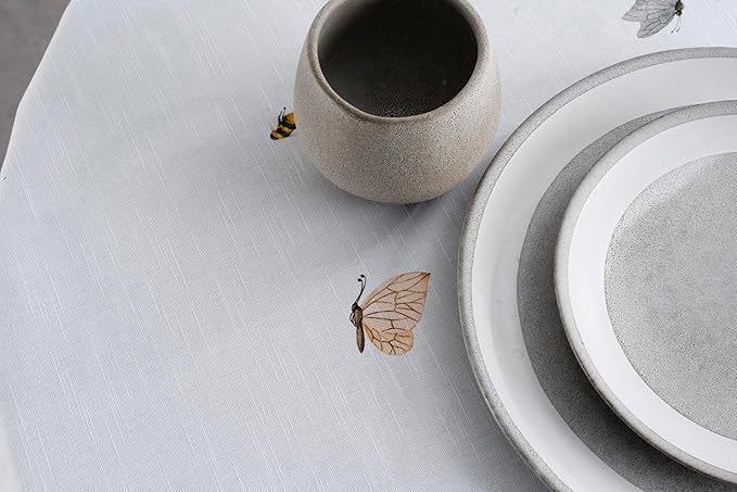 Maison d' Hermine Table Cloth Round Table 100% Cotton 63 Round Inches Tablecloth Reusable Decorative for Dining Room Farmhouse Home Valentines Day Decorations Spring Summer - Easter Dew