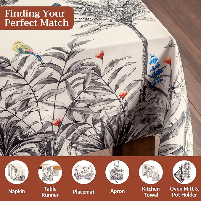 Maison d' Hermine Table Cloth Square Table 100% Cotton 60 x 60 Inches Fall Tablecloth Reusable Everyday Use for Thanksgiving Christmas Decorations Dining Farmhouse Party (Amazonia)