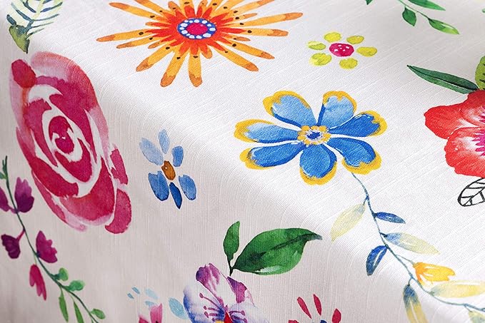 Maison d' Hermine Table Cloth Rectangle Table 100% Cotton 70 x 108 Inches Tablecloth Reusable Decorative for Dining Room Farmhouse Home Valentines Day Decorations Spring Summer- Happy Florals - Sweety
