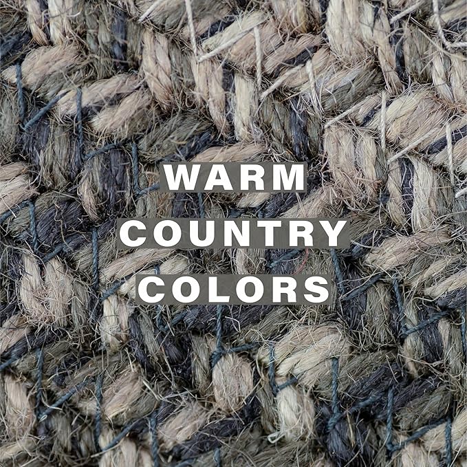 Homespice Flint Hill Jute Woven Placemats, Warm Primitive Decor, Set of 4, Grey 13x19 Rectangle Table Mats - Vibrant Colors, Durable, Easy to Clean and Protects Furniture